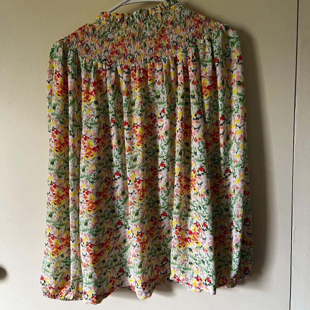 LOFT Multicolor Floral Smocked Blouse - Picture 5 of 5